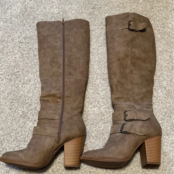 JustFab Brown Heeled Boots - Picture 2 of 6